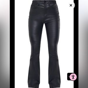 NWOT PrettyLittleThing Black Coated Denim Flare